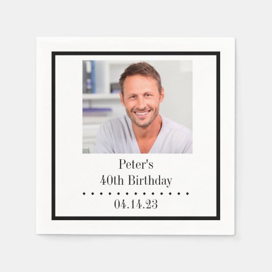 カスタムな写真の誕生日の紙ナプキン スタンダードカクテルナプキン (正面)