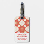 カスタムな写真の赤および金ゴールドの花のレースパターン ラゲッジタグ (裏面縦)