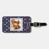 カスタムな写真の赤く白くおよび青海軍パターン ラゲッジタグ (正面横)
