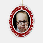 カスタムな写真の赤によってスカラップで仕上げられる円のオーナメント セラミックオーナメント (右)