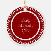 カスタムな写真の赤によってスカラップで仕上げられる円のオーナメント セラミックオーナメント (裏面)