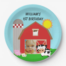 カスタムな写真の農場のハッピーバースデーの紙皿 ペーパープレート