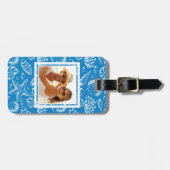 カスタムな写真の青いビーチパターン ラゲッジタグ (正面横)