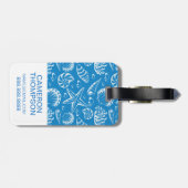 カスタムな写真の青いビーチパターン ラゲッジタグ (裏面横)