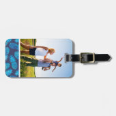 カスタムな写真の青い絞り染めのパイナップル ラゲッジタグ (正面横)