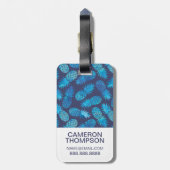 カスタムな写真の青い絞り染めのパイナップル ラゲッジタグ (裏面縦)