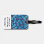 カスタムな写真の青い絞り染めのパイナップル ラゲッジタグ (裏面横)