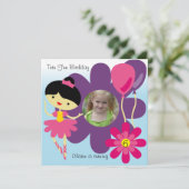 カスタムな写真の黒髪のバレリーナの誕生日の招待 招待状 (スタンド正面)