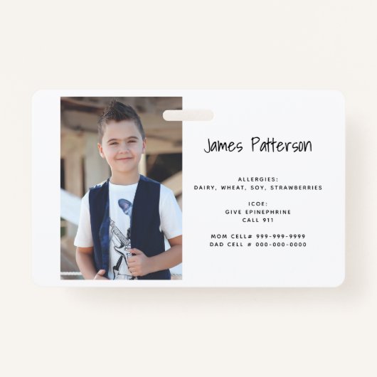 カスタムな写真はアレルギー注意深いICOEの警告のバッジをからかいます バッジ (正面)