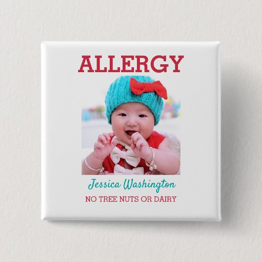 カスタムな写真はアレルギー注意深いICOEの警告をからかいます 缶バッジ (正面)