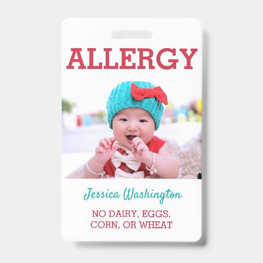 カスタムな写真はアレルギー注意深いICOEをからかいます バッジ (正面)