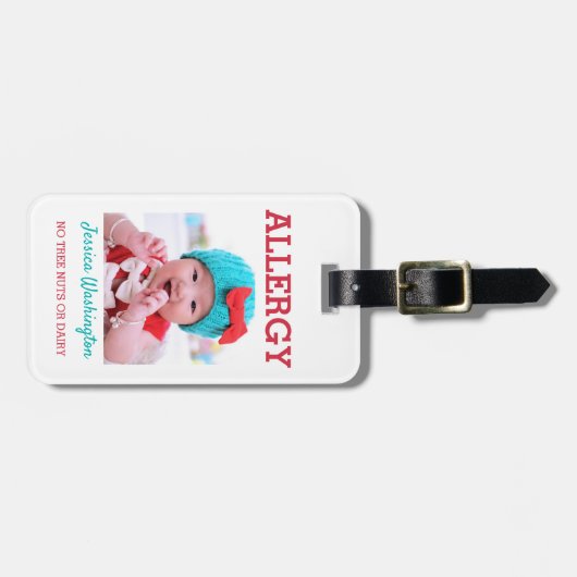カスタムな写真は食物アレルギー警報ICOE警告をからかいます ラゲッジタグ (正面横)