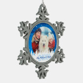 カスタムな写真は|のピューターの雪片を飾ります スノーフレークピューターオーナメント (左)