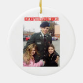 カスタムな写真を持つ誇りを持ったな軍隊のお母さんのオーナメント セラミックオーナメント (裏面)