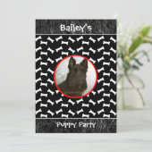 カスタムな写真を集めている子犬のパーティー犬 招待状 (スタンド正面)