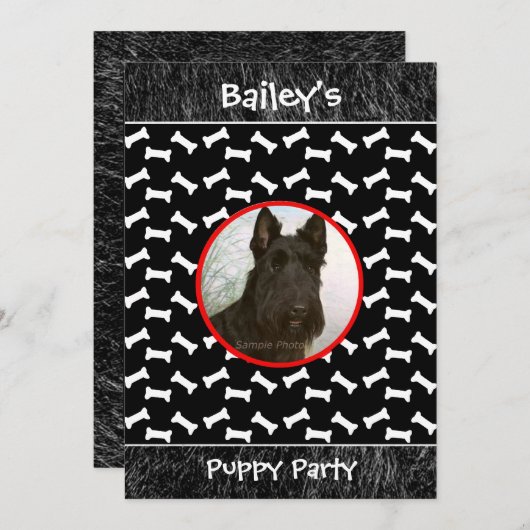 カスタムな写真を集めている子犬のパーティー犬 招待状 (正面/裏面)