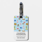 カスタムな写真ピクセル海の芸術パターン ラゲッジタグ (裏面縦)