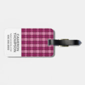 カスタムな写真ピクセルPlaid_Magenta-Black ラゲッジタグ (裏面横)