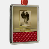 カスタムな写真フレームのフェイクな金ゴールドによってキルトにされる赤い革 メタルオーナメント (右)