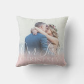 カスタムな写真休日を結婚する私達の初めてのクリスマス クッション (裏面)