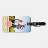 カスタムな写真及びモノグラムのシェブロンパターン4 ラゲッジタグ (正面横)