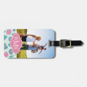 カスタムな写真及びモノグラムのパステル調の貝殻パターン1 ラゲッジタグ (正面横)