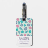 カスタムな写真及びモノグラムのパステル調の貝殻パターン1 ラゲッジタグ (裏面縦)