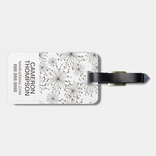 カスタムな写真及びモノグラムのレトロの花の背景 ラゲッジタグ (裏面横)