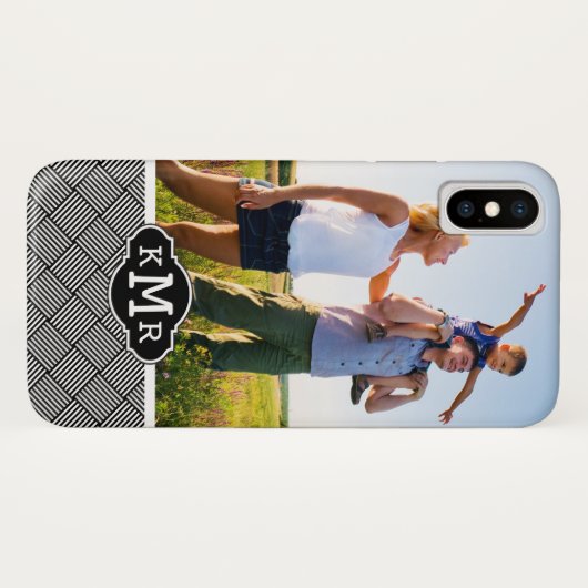 カスタムな写真及びモノグラムの幾何学的な点検された質 Case-Mate iPhoneケース (裏面(横))