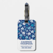 カスタムな写真及びモノグラムの漫画のヨットパターン ラゲッジタグ (裏面縦)