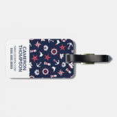 カスタムな写真及びモノグラムの航海のな海パターン ラゲッジタグ (裏面横)