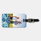 カスタムな写真及びモノグラムの花のハイビスカスパターン ラゲッジタグ (正面横)