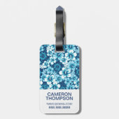 カスタムな写真及びモノグラムの花のハイビスカスパターン ラゲッジタグ (裏面縦)