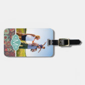 カスタムな写真及びモノグラムの花の漫画パターン ラゲッジタグ (正面横)