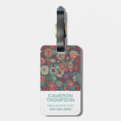 カスタムな写真及びモノグラムの花の漫画パターン ラゲッジタグ (裏面縦)