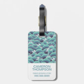 カスタムな写真及びモノグラムの装飾的な海の波 ラゲッジタグ (裏面縦)