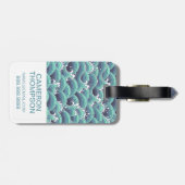 カスタムな写真及びモノグラムの装飾的な海の波 ラゲッジタグ (裏面横)