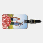 カスタムな写真及びモノグラムの赤い珊瑚パターン2 ラゲッジタグ (正面横)