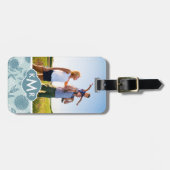 カスタムな写真及びモノグラムレトロの花パターン2 2 ラゲッジタグ (正面横)