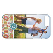 カスタムな写真及びモノグラム色の花柄およびフクロウ Case-Mate iPhoneケース (裏面(横))