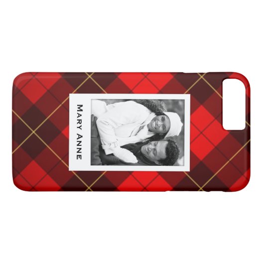カスタムな写真及び一流のウォーレスのタータンチェックの背景 Case-Mate iPhoneケース (裏面(横))