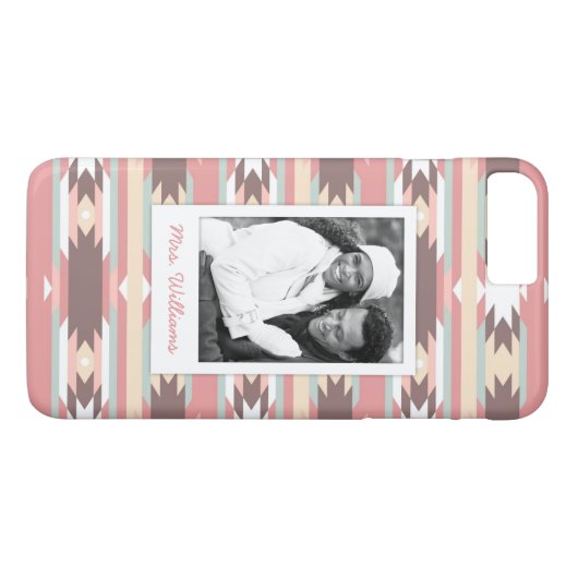 カスタムな写真及び一流の幾何学的でアステカなパターン2 Case-Mate iPhoneケース (裏面(横))