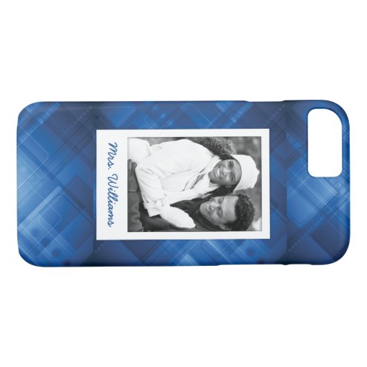 カスタムな写真及び一流の濃紺のハイテクな背景 Case-Mate iPhoneケース (裏面(横))