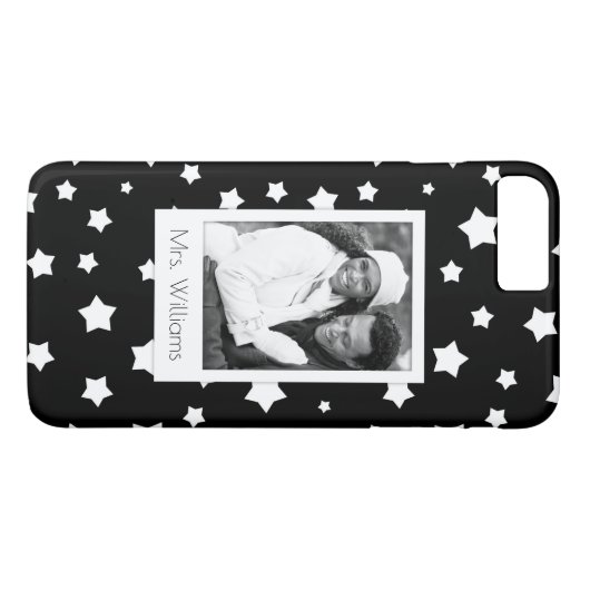 カスタムな写真及び一流の白黒星パターン Case-Mate iPhoneケース (裏面(横))