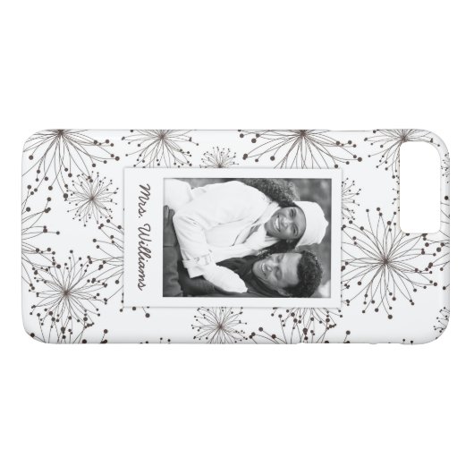 カスタムな写真及び名前のレトロの花の背景 Case-Mate iPhoneケース (裏面(横))