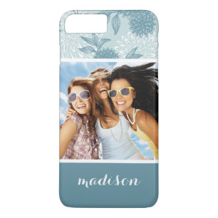 カスタムな写真及び名前のレトロの花パターン2 2 iPhone 8 PLUS/7 PLUSケース