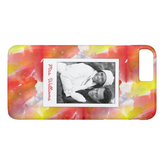 カスタムな写真及び名前の水彩画のデザイン Case-Mate iPhoneケース (裏面(横))