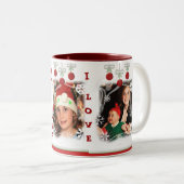 カスタムな写真及び文字のクリスマスのコーヒー・マグ ツートーンマグカップ (正面右)