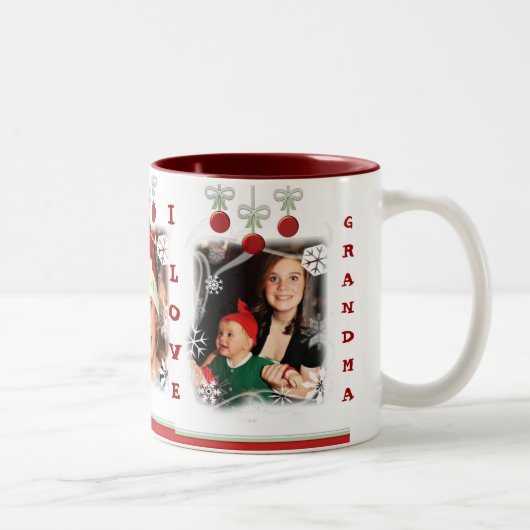 カスタムな写真及び文字のクリスマスのコーヒー・マグ ツートーンマグカップ (右)