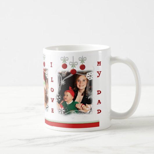 カスタムな写真及び文字のクリスマスのパパ/お母さんのマグ コーヒーマグカップ (右)